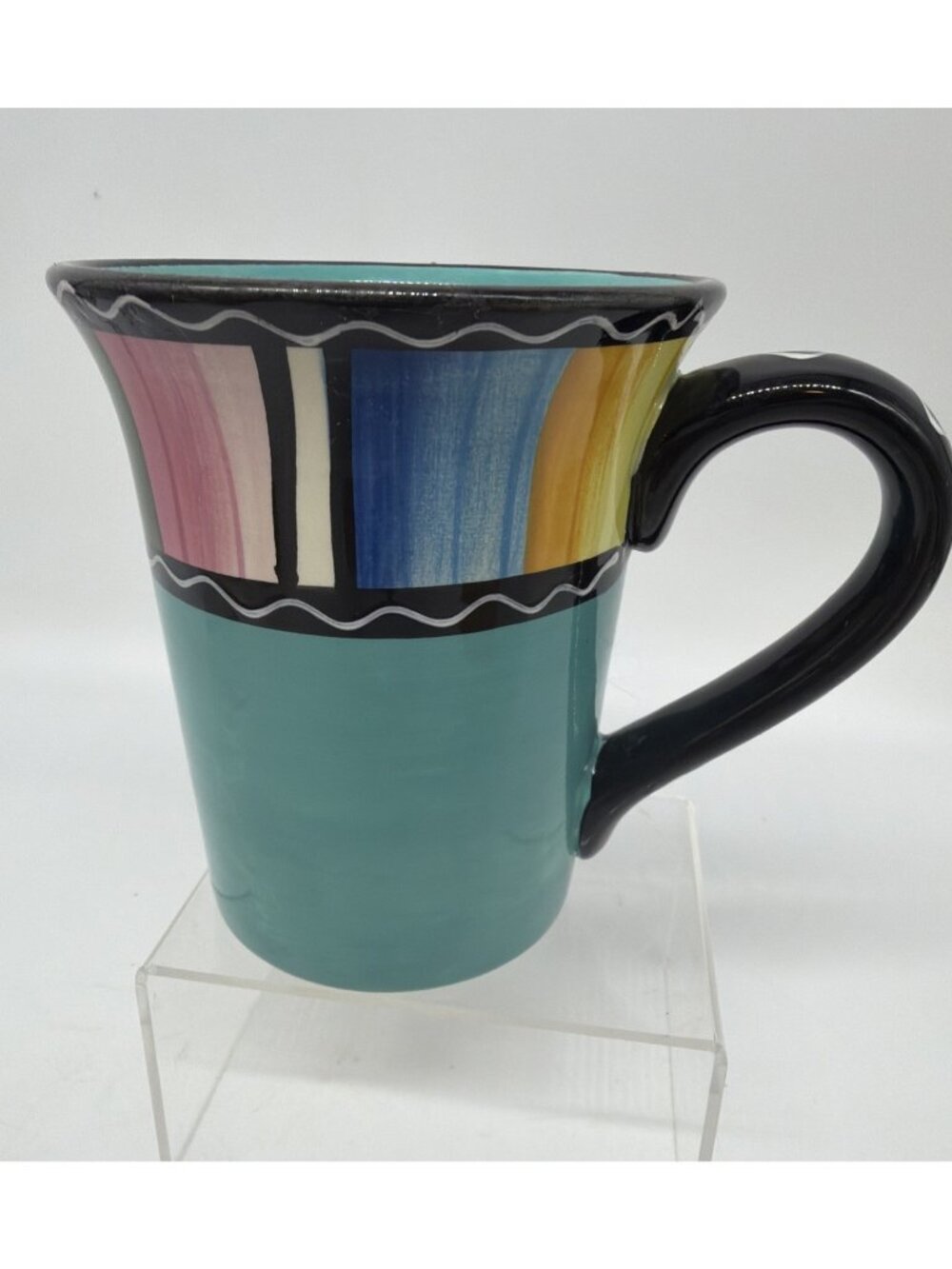 Serape By Nancy Green For Certified International Coffee Mugs Turquoise D/C ‘08